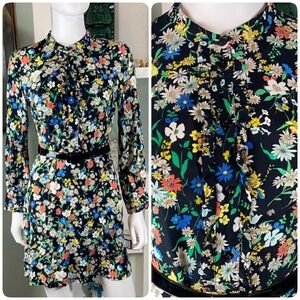 TopShop Floral Long Sleeve Mini Dress size 2 XS Ruffle XSmall ditsy top shop